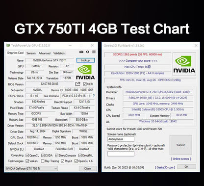 MLLSE Placa De Vídeo NVIDIA GTX 750TI 4GB GTX 750 8GB GDDR5 128-bit PCIe 3.0 x16 Desktop Computador Gaming GPU Nova Placa