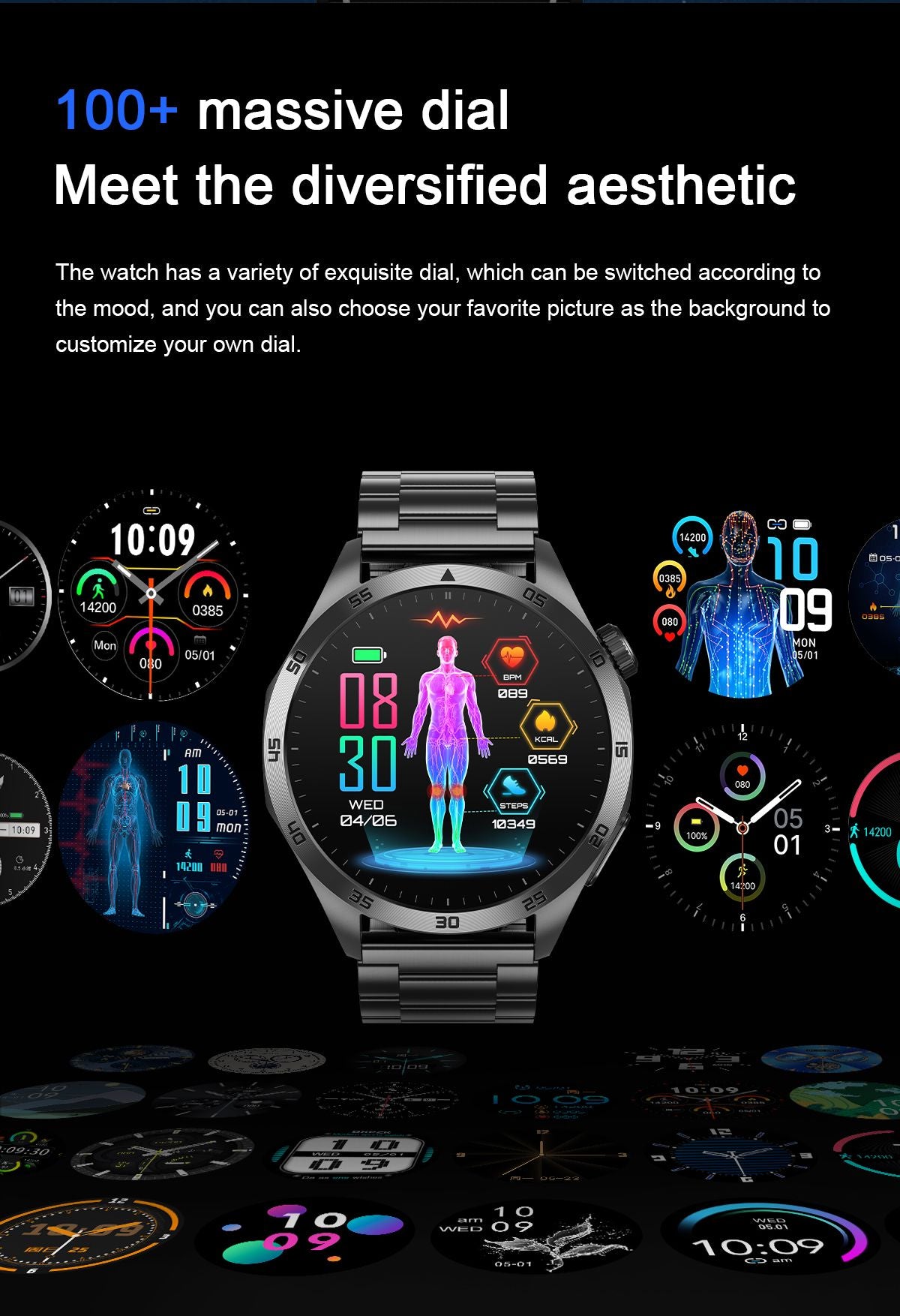 2025New Micro Physical Examination Blood Lipids Uric Acid Blood Pressure Smart Watch ECG+PPG Clock Bluetooth Call Smartwatch Men