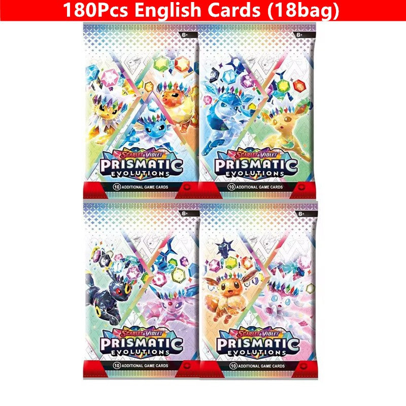 360 Cartas Pokémon em Inglês, Espanhol, Francês - Evoluções Prismáticas, Faíscas Efervescentes, Escarlate e Violeta 151, Booster Pokémon, Cartas de Batalha
