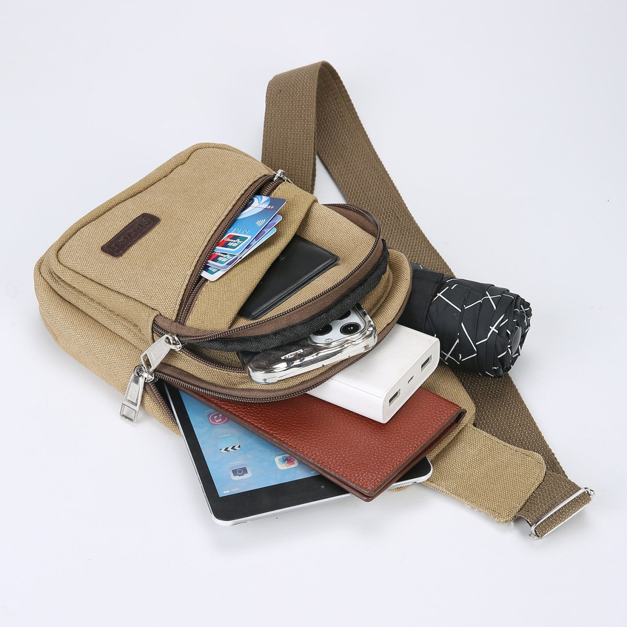 Men's Canvas Crossbody Bag Wear-resistant Outdoor Shoulder Messenger Bag for Travel Sports Daily Casual Durable