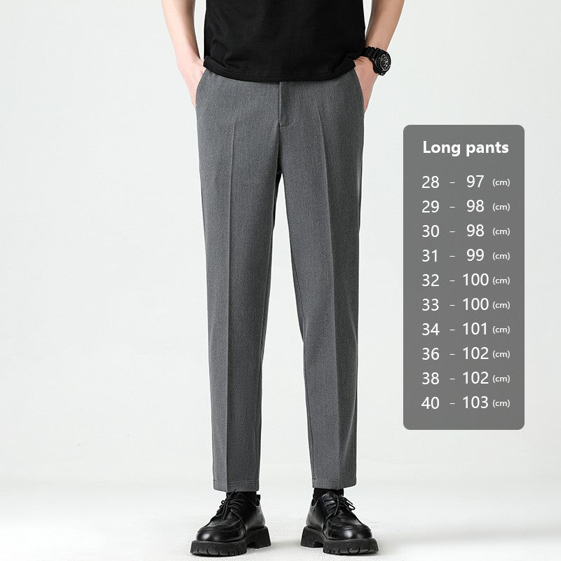 High Quality Lyocell Blend Summer Ankle Length Pants Men Business Elastic Waist Formal Suit Korean Social Work Trousers Male 40