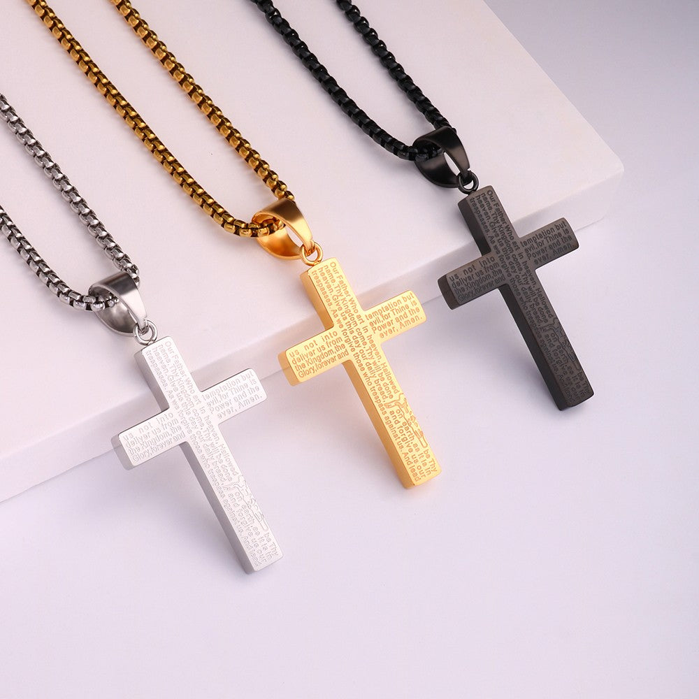 Colar Masculino Minimalista Aço Inoxidável Cruz de Jesus para Homem