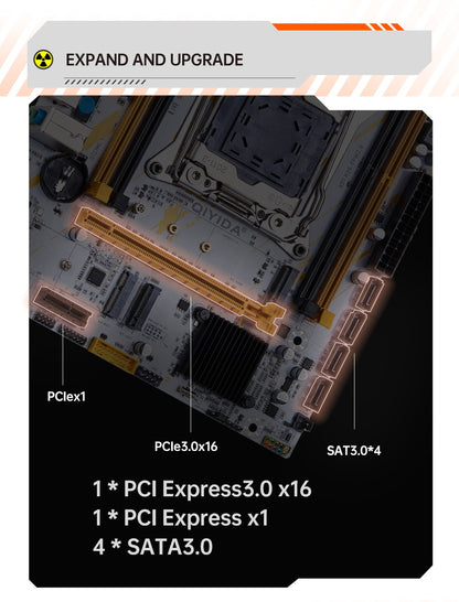 QIYIDA X99 Motherboard LGA2011-3 Slot SATA3.0 USB3.0 NVME M.2 NGFF WIFI Support DDR4 Memory and Xeon E5 V3 V4 Processor TPM14PIN