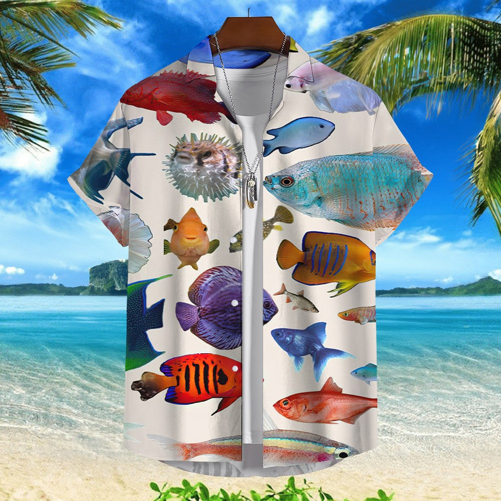 3d Fish Print Hawaiian Shirts For Men New Trend Men's Shirt Casual Unisex Clothing Summer Quick Dry Short Sleeve Shirt Tops 2024
