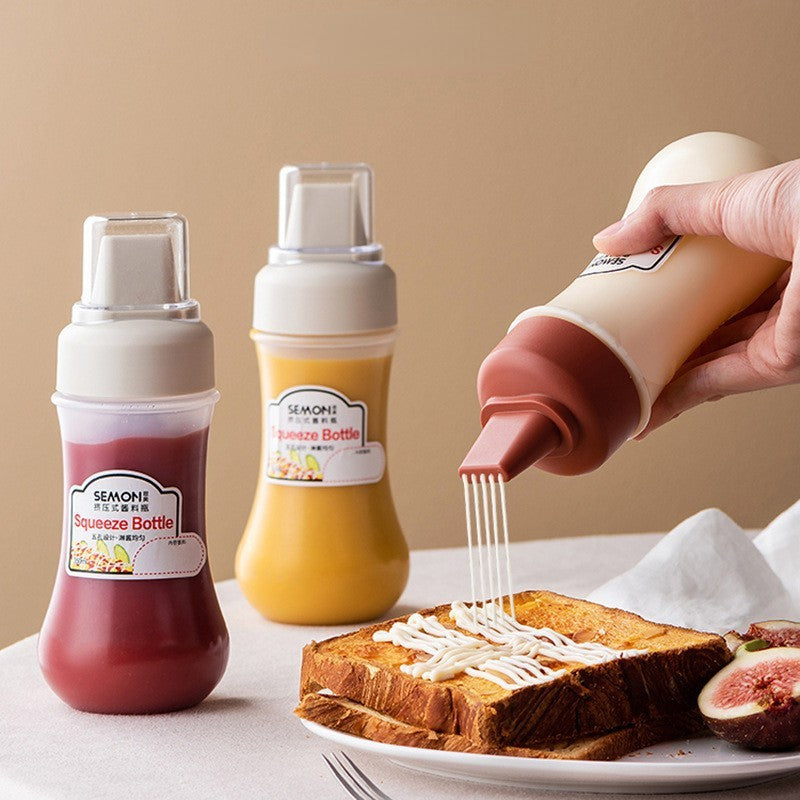 Frasco Espremedor Poroso para Molhos 350ML Garrafa para Molho de Tomate Mel Salada Recipiente Dispensador de Condimentos de Cozinha para Ketchup Molhos BBQ Óleo