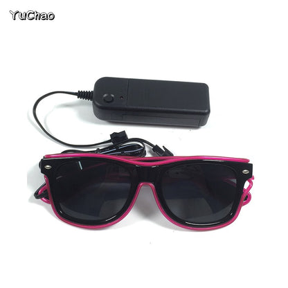 Led Glasses NightClub Masquerade Concert Club Neon Accessories Cool Vogue Flashing LED Futuristic Glasses Men Metal Cool Glasses