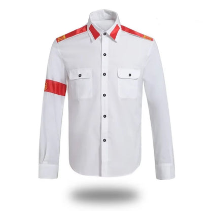 Michael Jackson Anti-War Military Shirt Men's Vintage Button Up Shirt With Epaulets Iconic Pop Star Cosplay Costume Outfit