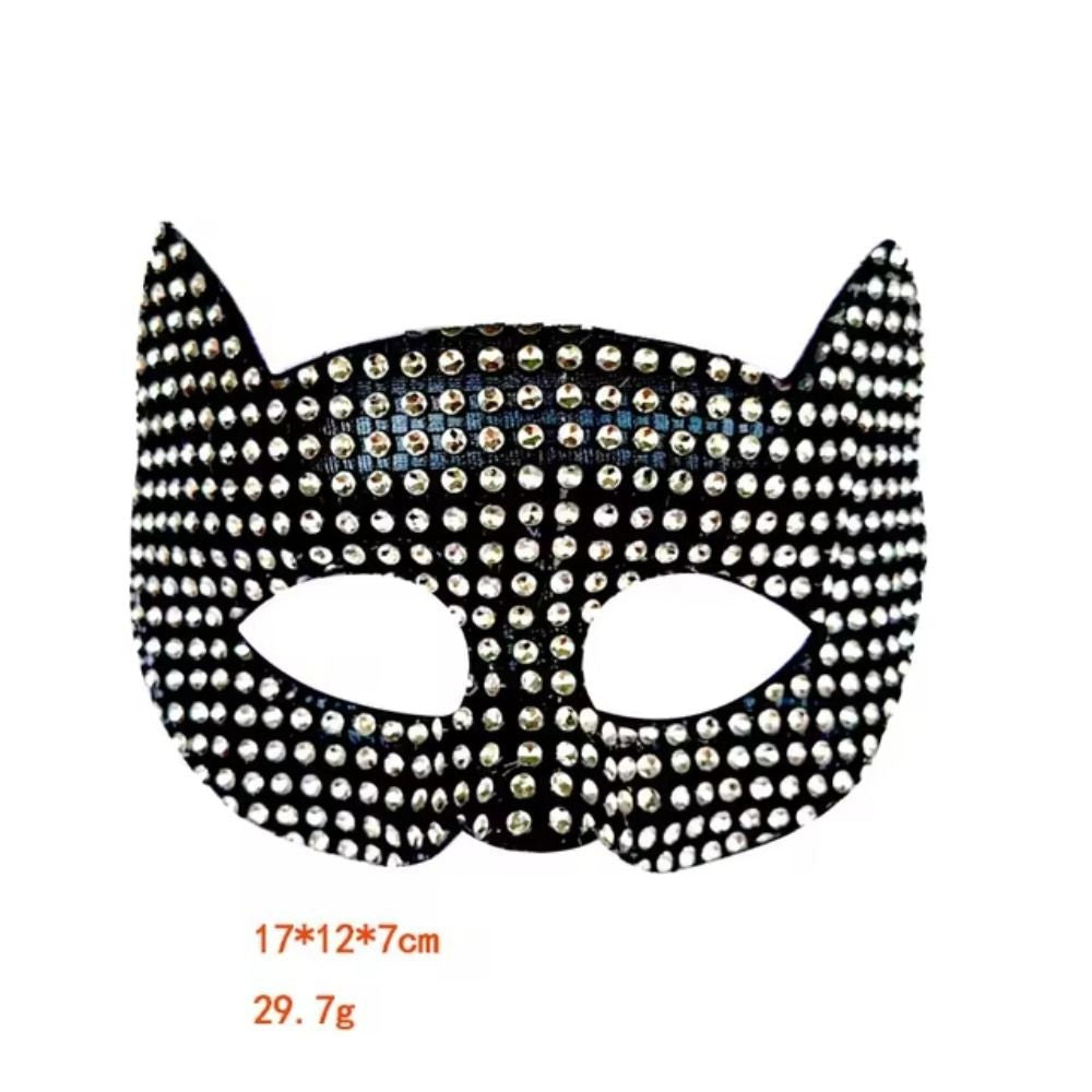 Fashion Cosplay Shiny Cat Ear Masks Sexy Bling Long Gloves Costume Accessories Halloween Party Kitten Half Masks