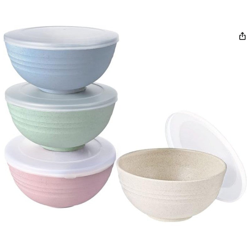 Wheat Straw Dinnerware Sets with Plates, Cups, Knives, Forks and Spoons Reusable Plates Dishwasher and Microwave