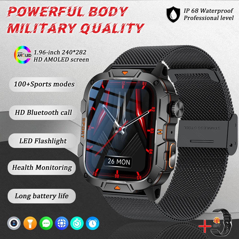 2025 Novo Para Xiaomi Militar Grau Smart Watch Masculino Tela AMOLED de 1.96" 5ATM À Prova D'Água Esportes Rastreador de Fitness Chamada BT Smartwatch