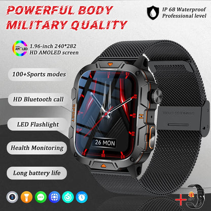2025 Novo Para Xiaomi Militar Grau Smart Watch Masculino Tela AMOLED de 1.96" 5ATM À Prova D'Água Esportes Rastreador de Fitness Chamada BT Smartwatch
