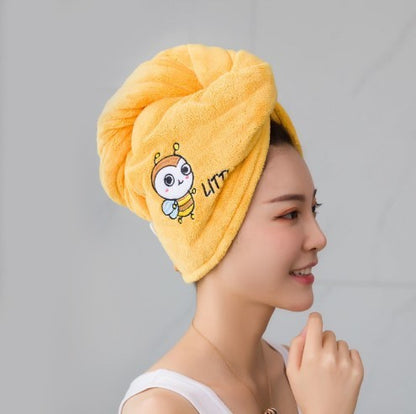Cute Cat Hair Cap Microfiber Hair Towel Long Hair Quick Dry Hat Bath Towel Strong Water Absorbent Women Wrap Wiping Hair Towel
