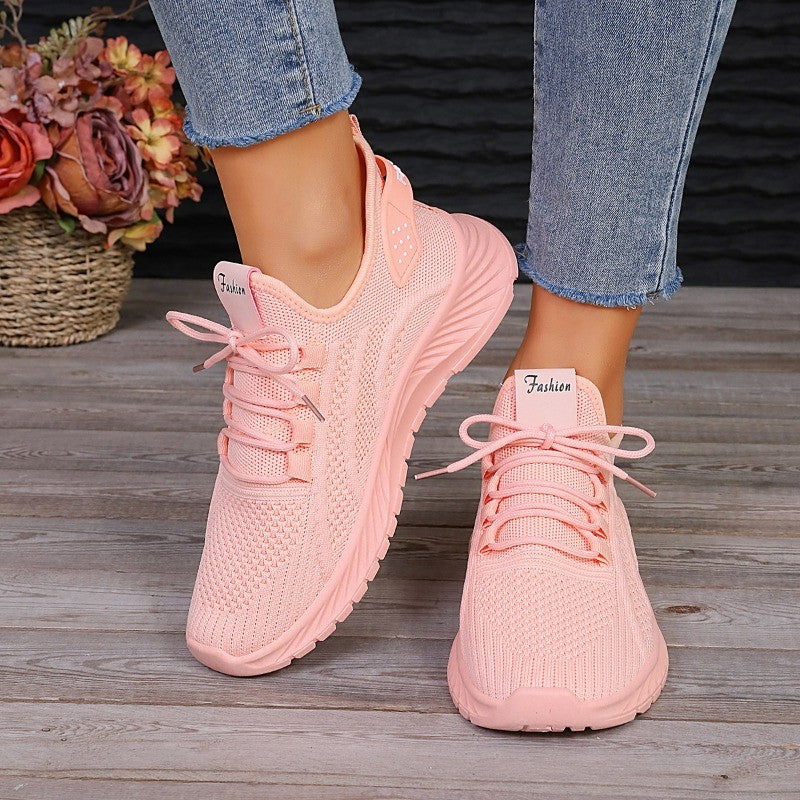 Designer Women Casual Sneakers Sports Shoes Fashion Brand Lace Up Loafers Female Knitted Mesh Breathable Shoes for Women