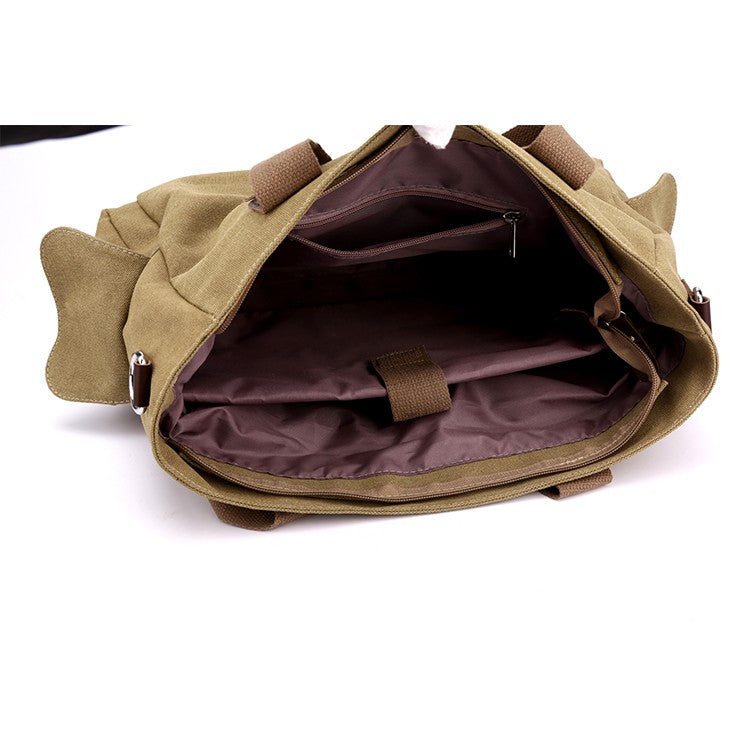 Canvas retro crossbody bag, handbag commuting bag, shoulder bag, work bag, large capacity handbag