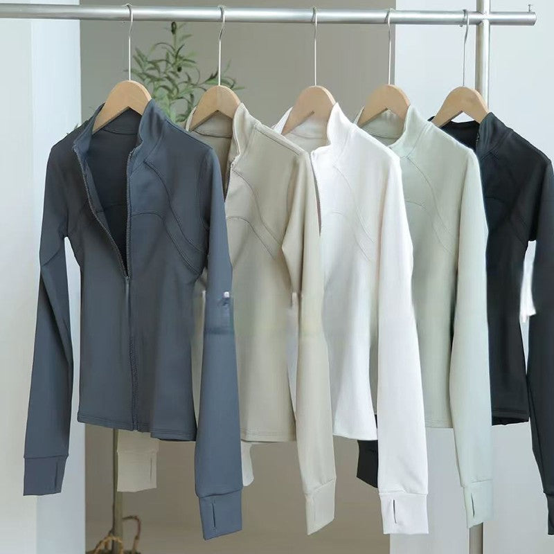 Women's High-End Yoga Fitness Jacket Autumn Stand Collar Long Sleeve Windproof Sports Running Training Top