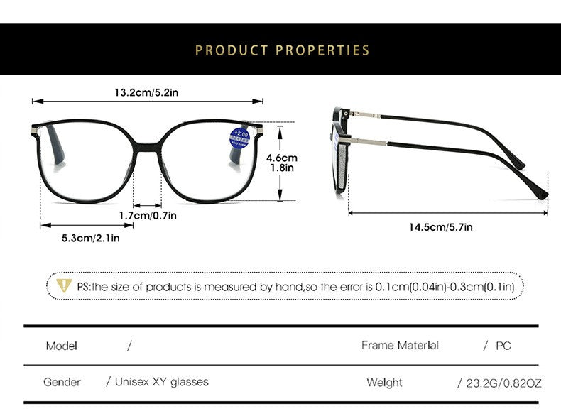 Blue Light Blocking HD Women Reading Glasses Stylish Presbyopic Eyeglasses Plano Eyewear Dazzling Large Frame Set with Diamonds