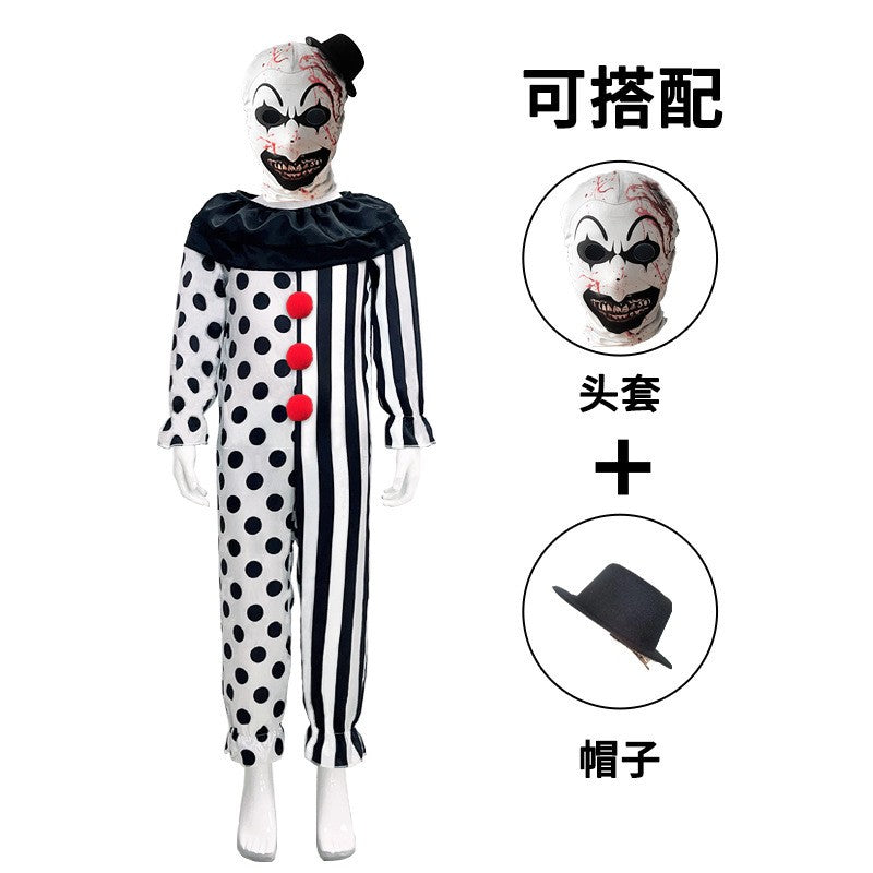 Terrifier Clown Cosplay Costume Horror Carnival Party Dress Hat Mask Killer Clowns Jumpsuit Halloween Cosplay Costumes for Kids