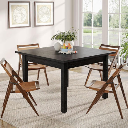 Wood Dining Table Modern Kitchen Table for Dining Room Living Room, 2-4 People Dining Room Table Square Dinner Tables with Wood
