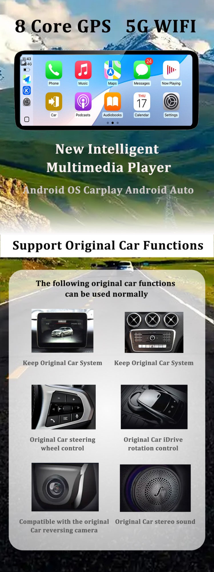 Wireless Carplay BT GPS Navi Tela ultrafina 4G Android 15 Carro Vídeo Player Multimídia Para Mercedes Benz GLK X204 2009 - 2012