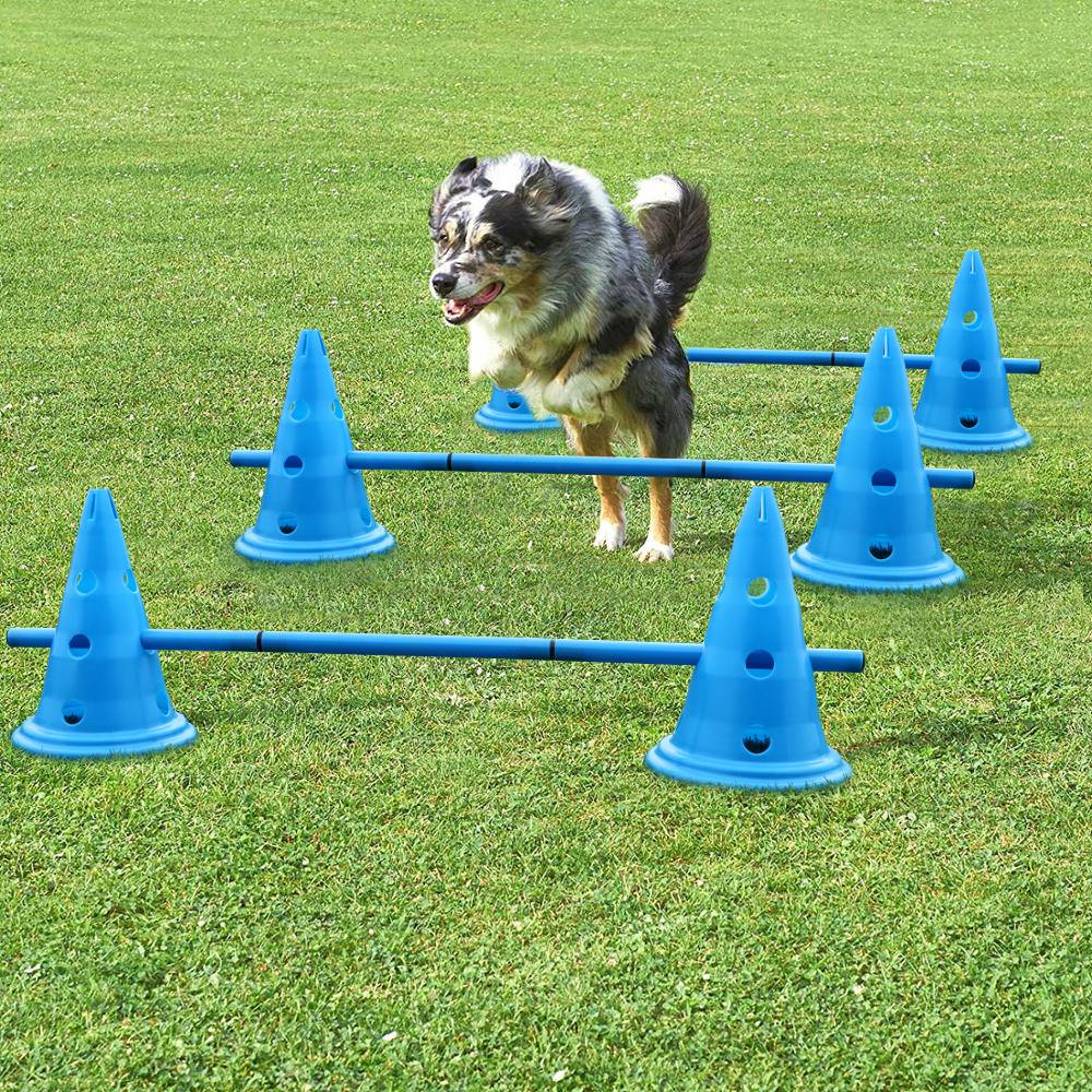 Produtos para Treinamento de Cães 3 Peças Duráveis para Correr, Pular e Apostar, Estacas para Esportes ao Ar Livre para Animais de Estimação, Poste Portátil para Agilidade de Animais de Estimação