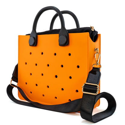 The orange guy Purple Women Fashion New EVA Punched Handbag Casual Waterproof Travel Tote Bag Fit Charms Outdoor Beach Bags
