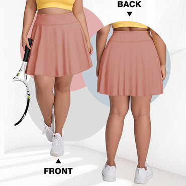 Plus Size Women with Pocket Short Skirt Fitness Short Skirt High Waist Fashion 200lbs Sports Short Skirt Gym Outdoor Solid Skirt