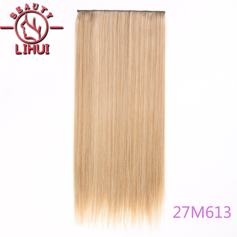 Extensões de cabelo sintéticas com clipe, longas e lisas, com 5 clipes em uma única peça, extensões de cabelo multicoloridas LIHUI
