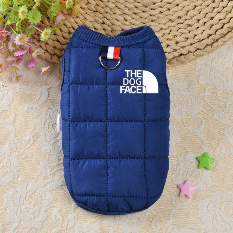 Roupa de cachorro da moda de designer casaco quente de inverno para animais de estimação, logo estéreo para cães pequenos e médios, para fantasia de Chihuahua e Bulldog Francês
