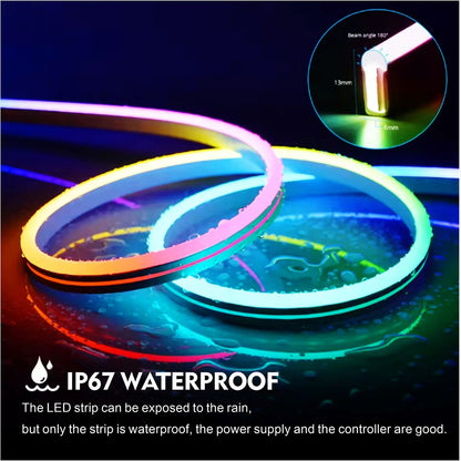 5V RGB Neon Strip Light 1M 2M 4M 5M USB Waterproof Flexible Ribbon Tape Neon Lights With Bluetooth Remote Control For Home Decor