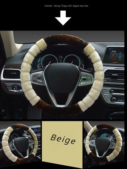 Capa De Volante De Carro De Pelúcia Super Macia De Inverno, Costura Criativa, Universal, Quente, De Pele Sintética No Volante