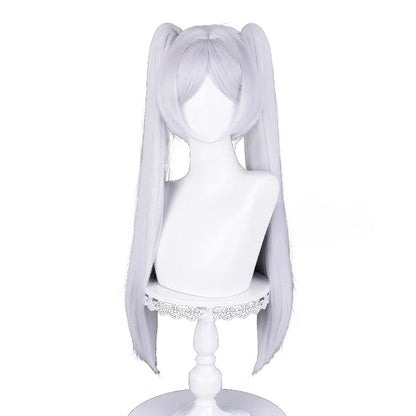 Anime Frieren Cosplay Wig Silver White Two Ponytails Heat Resistant Synthetic Hair Wigs