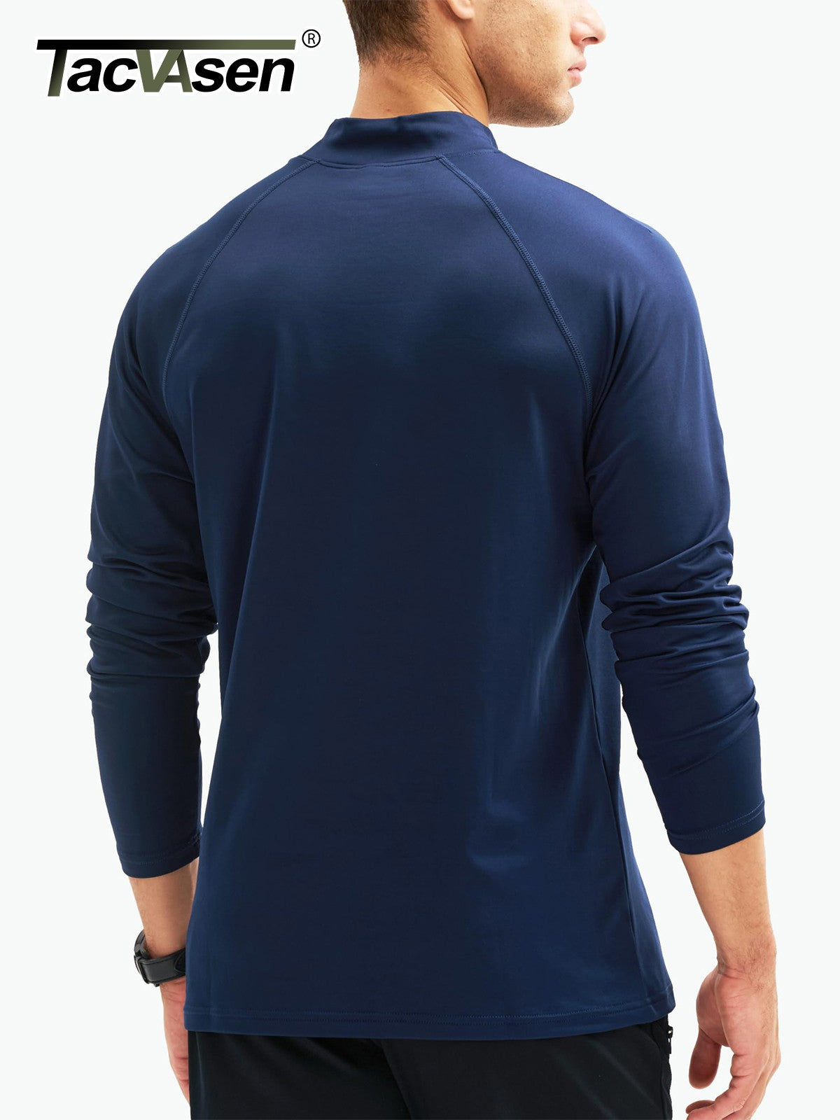 TACVASEN Mock Neck Thermal T-shirts Mens Micro-fleece Lined Long Sleeves Spring Athletic Workout Base Layer Pullover Tops Male