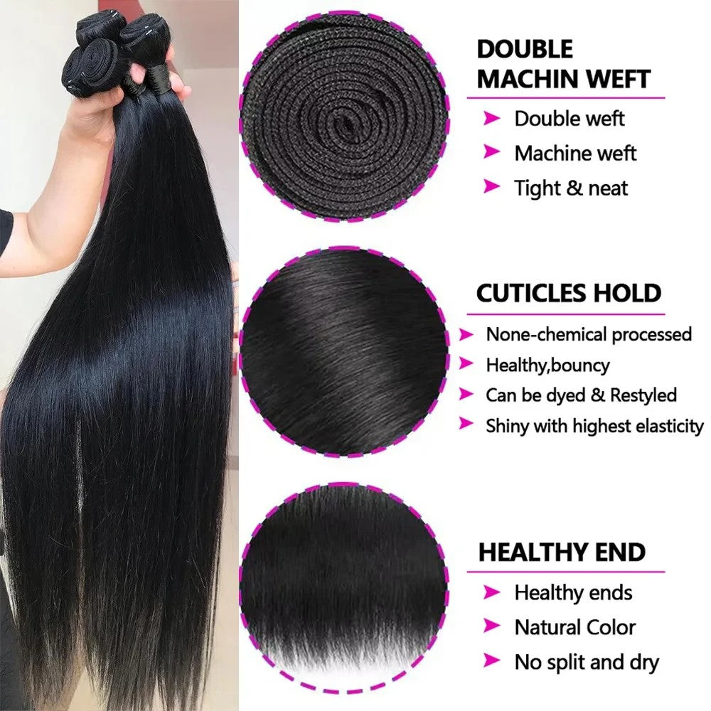 Rosabeauty 30 32 40 Polegadas Pacotes 1 2 3 4 5 Liso Osso Brasileiro Cabelo Humano Remy Pacotes Extensões Tissage Para Mulheres