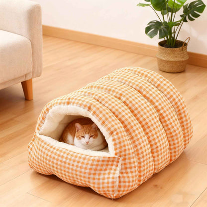 Casa de Inverno Quente e Fechada para Cães, Semiaberta, Tapete para Animais de Estimação Removível e Lavável, Sensação de Cama para Animais de Estimação para Cães e Gatos