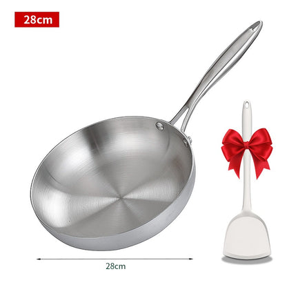 Frying Pan 304 Stainless Steel Non-Stick Steak Pan 22/24/26/28cm Skillet Wok Kitchen Cookware for Gas and Induction Hobs