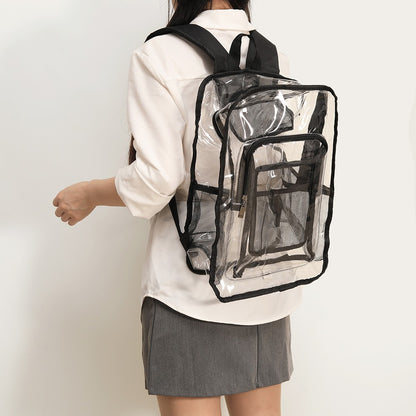 Transparent backpack with large capacity, simple men's and women's bag, outdoor sports, morning jogging and fitness backpack