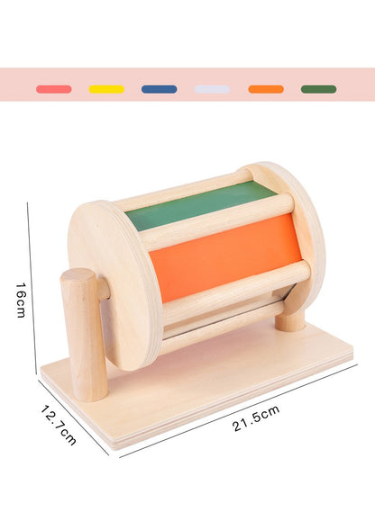 Newest Wooden Drum Baby Toys Bright Color Sensory Montessori Drum Toys Hottest Kids Rolling Drum Toys Early Childhood Education