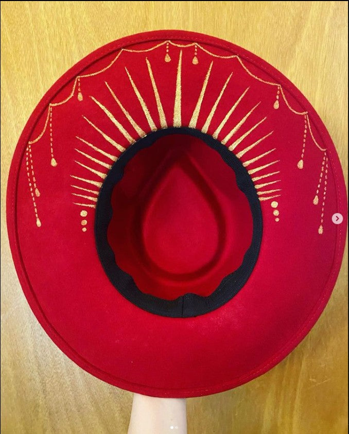 Chapéu Fedora Pintado à Mão Masculino e Feminino Chapéu Panamá Moda Primavera Outono com Pena Envolta Chapéu Fedora de Lã com Aba Grande