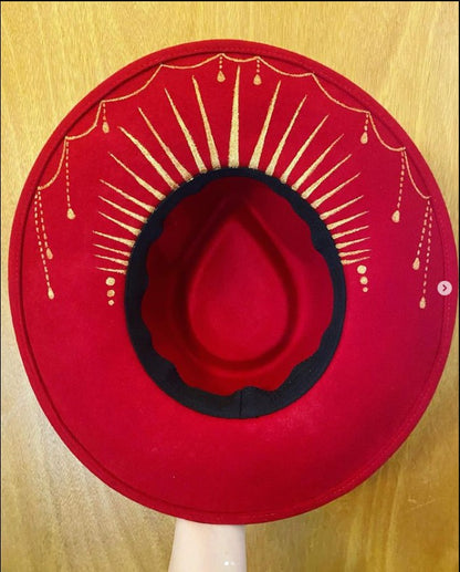 Chapéu Fedora Pintado à Mão Masculino e Feminino Chapéu Panamá Moda Primavera Outono com Pena Envolta Chapéu Fedora de Lã com Aba Grande