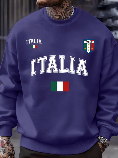 Italia Italian Flag Design Men Sweatshirt Creative Fleece Streetwear Fashion Clothes Autumn Hip Hop Pullovers Casual Tops