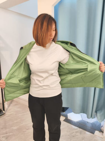 Fenggejiwo women's silk camel velvet baseball jacket casual silk jacket solid color double-sided jacket