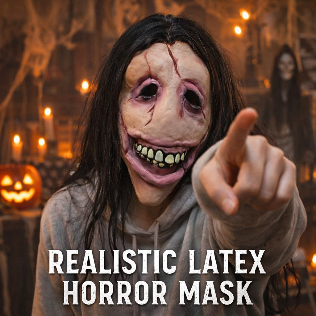 Female Ghost Mask With Hair For Halloween Horror Costume Party Haunted House Prop Scary Cosplay Accessory