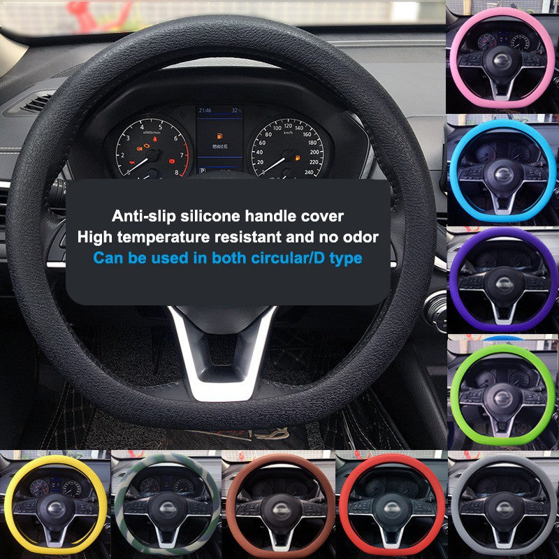 Capa de Volante Universal de Silicone Antiderrapante para Carro Textura Elástica Capas de Volante em Formato de D Acessórios de Decoração para Carro