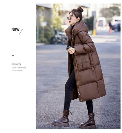 Mid to Long Down Jacket Knee Length 2024 Winter New Item Thickened Warm Fashionable Loose Versatile Jacket Women's Solid Color
