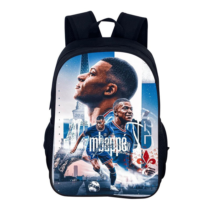 M-Mbappe Conjunto de 3 Peças Bolsa Escolar Mochila Esportiva de Futebol com Bolsas de Ombro Estojo para Canetas Mochila Escolar Jogador Estrela para Melhor Presente