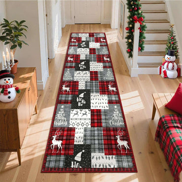 VIKAMA Christmas Atmosphere Rug Stain-Resistant and Durable Bedroom Entrance Mat Bedside Rug Hallway Runner Home Decor