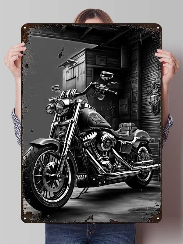 Letreiro de Flandres H-Harley Pôster de Motocicleta Decoração Estética de Quarto Masculino Placas de Metal Personalizadas para Garagem Decoração de Parede Retrô para Casa