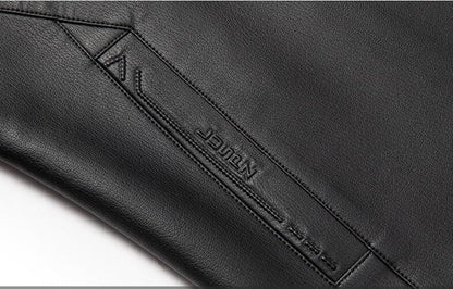 2025 Fall And Winter Models Men's Jacket Lapel Business Casual PU Leather Jacket Thin Thick Black Lake Blue