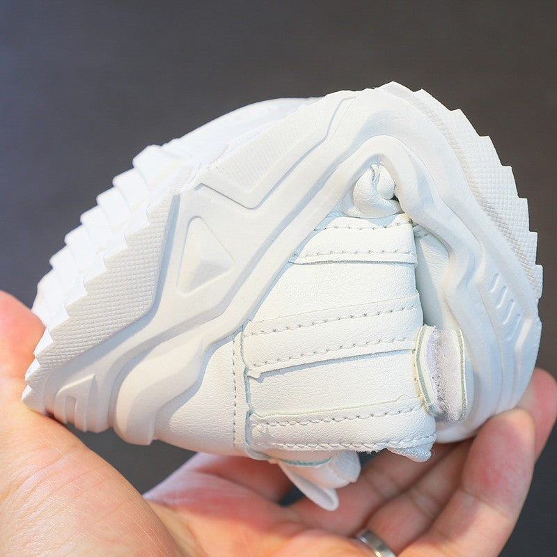 Spring Kids White Sneakers Leisure Chunky Concise Fashion Boys Girls Sport Shoes 26-37 Running All-match Children Trainers