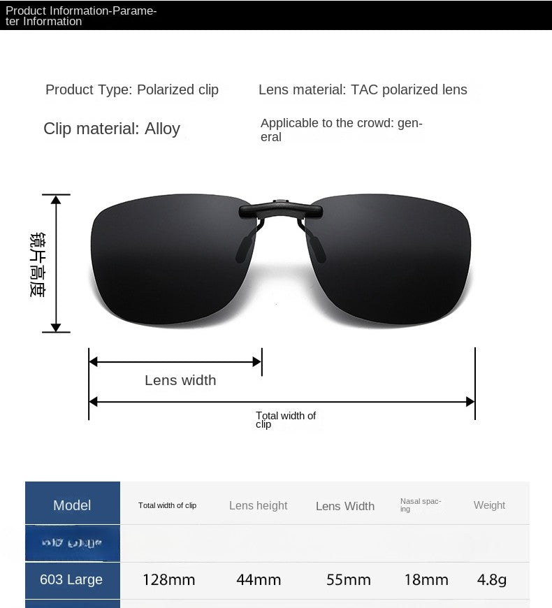 Square Clip on Sunglasses Women Polarized Black Lens UV400 Night Vision Driving Men Goggles Clips Anti Glare Vintage Glasses